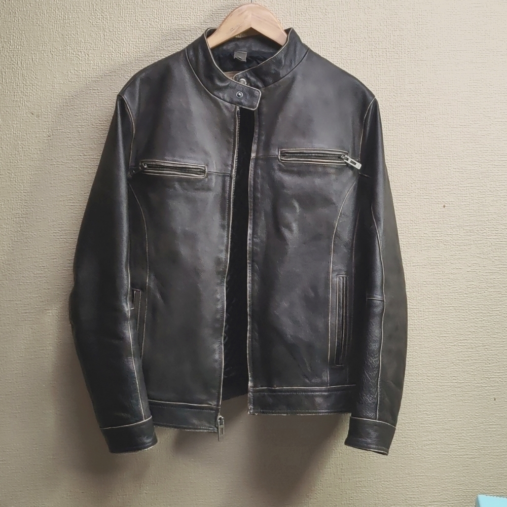 Guess Genuine Leather Motorcycle Style Jacket